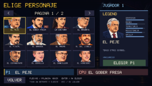 Panel de personajes del videojuego